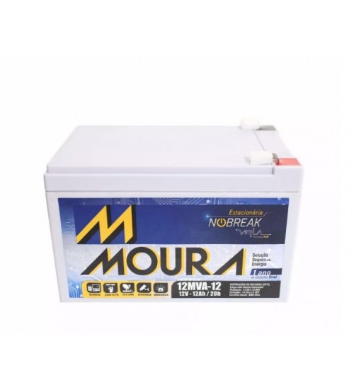 BATERIA PARA NOBREAK VRLA MOURA – MODELO: 12MVA12 – (12AH) – 12V